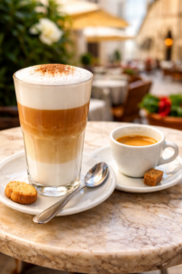 Foto de IA de Cafés espresso y Machiato Late